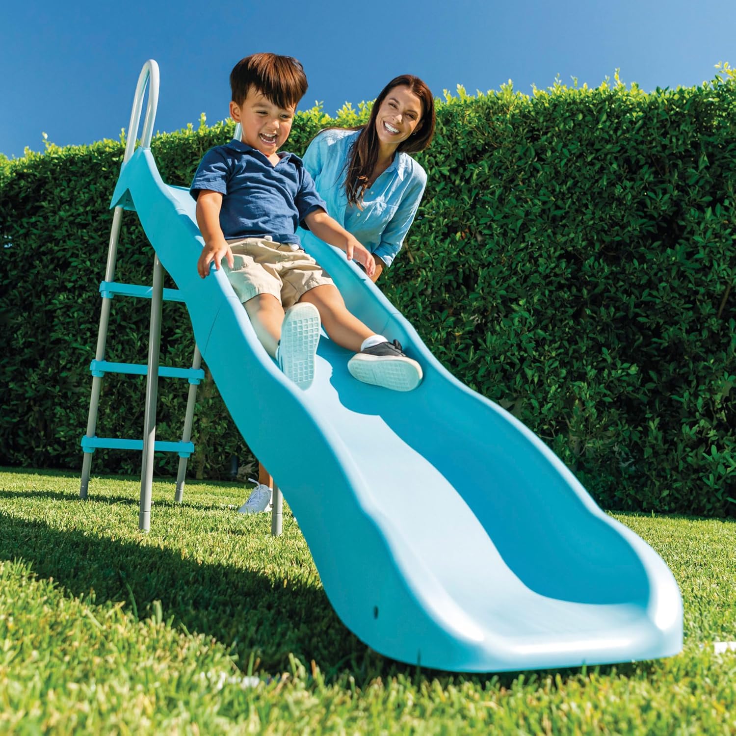 Detalle de Toboggan Extérieur Enfant INTEX XL – 251 cm, bleu clair, 3 marches, résistance à la rouille
