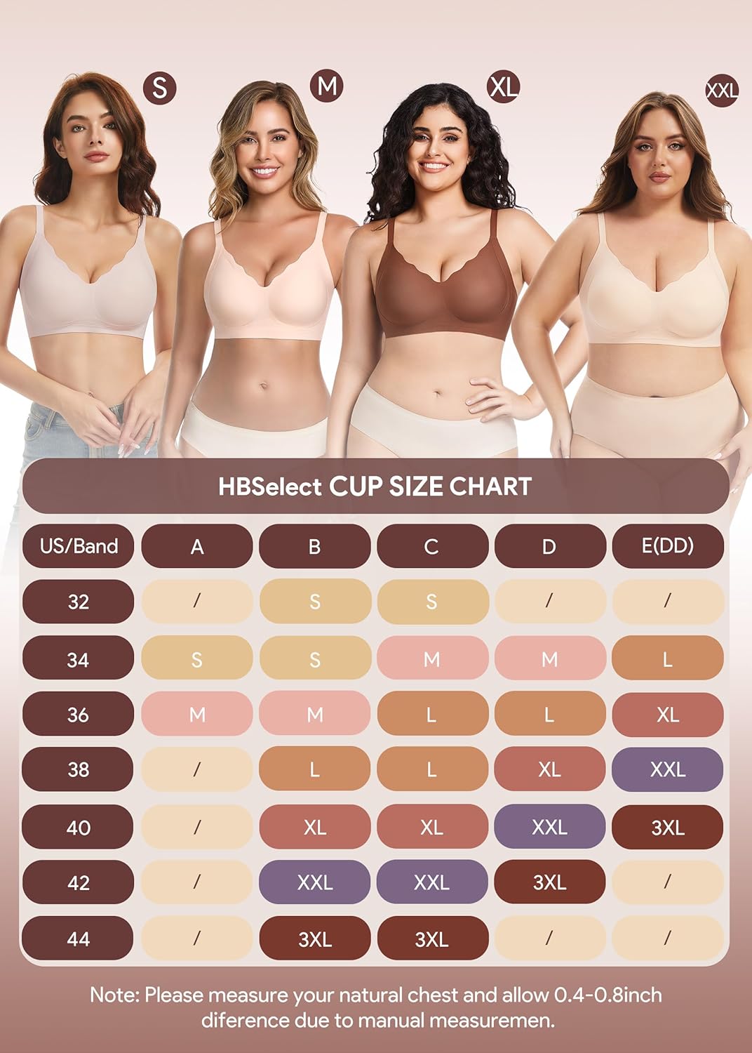 Thumbnail 4 de HBselect Jelly Bras for Women No Underwire 3PCS – Seamless Wireless Push Up with Scalloped Lift
