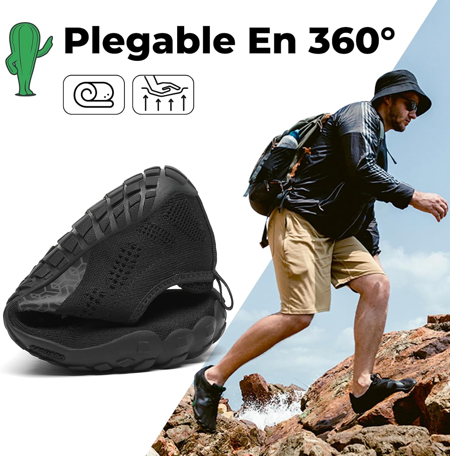 Detalle de SAGUARO Scarpe Barefoot minimaliste da trail running con punta larga e suola zero drop (Gr. 36-48)
