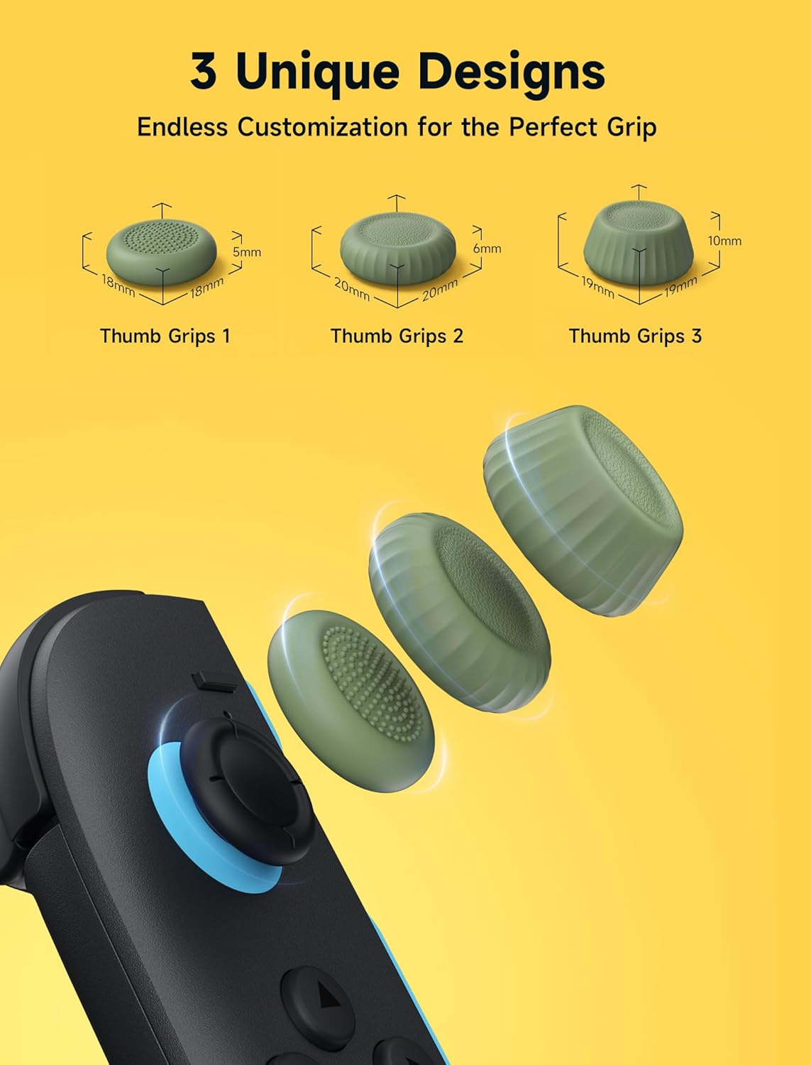 Thumbnail 5 de JSAUX grips de pouce antidérapants pour Nintendo Switch 2 (verts) – 3 paires de capuchons de joystick