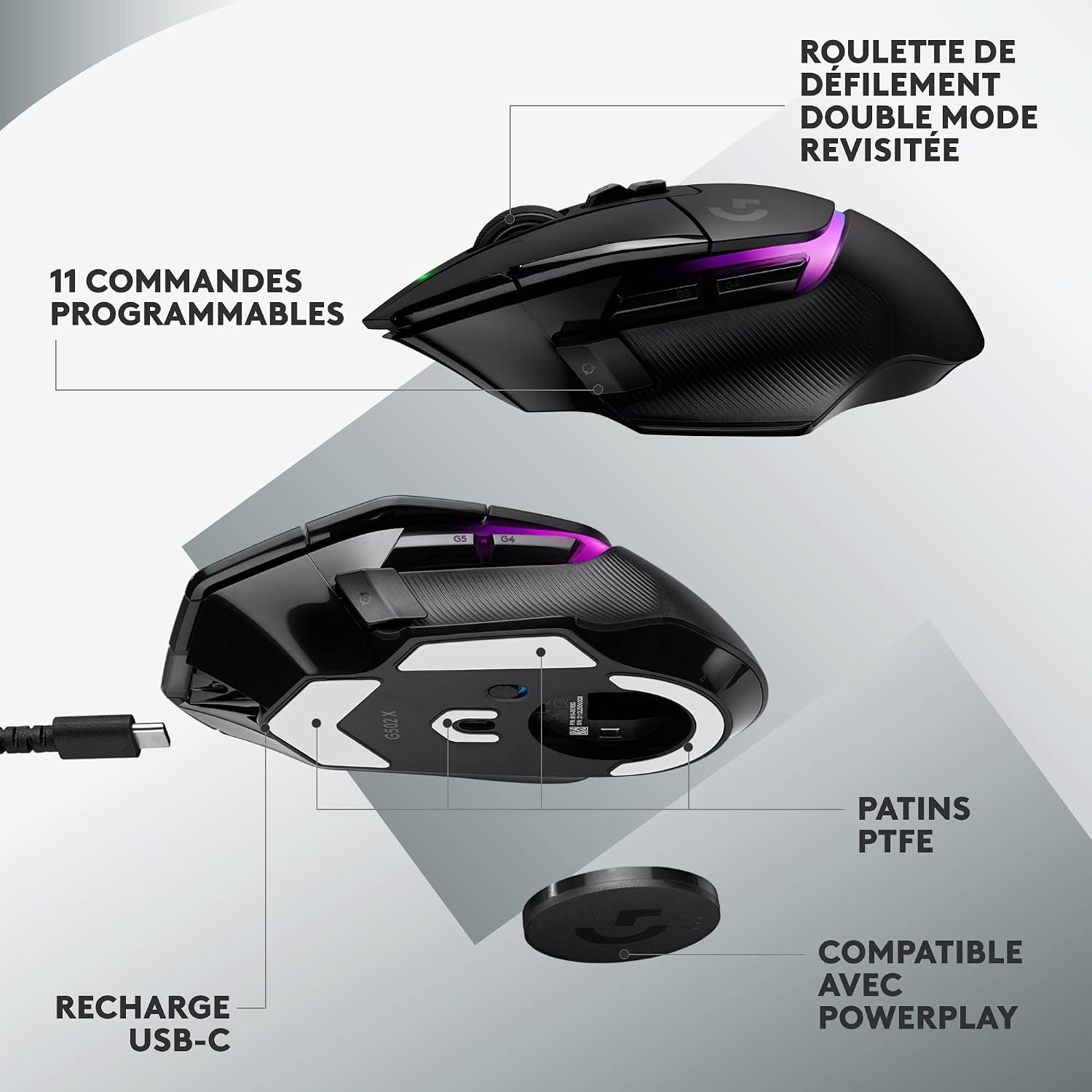 Thumbnail 6 de Logitech G502 X PLUS Lightspeed – Souris Gaming sans Fil, RGB et HERO 25K
