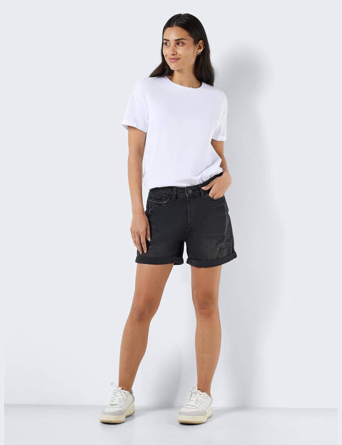 Detalle de NOISY MAY Nmsmiley Nw DEST shorts en jean pour femme