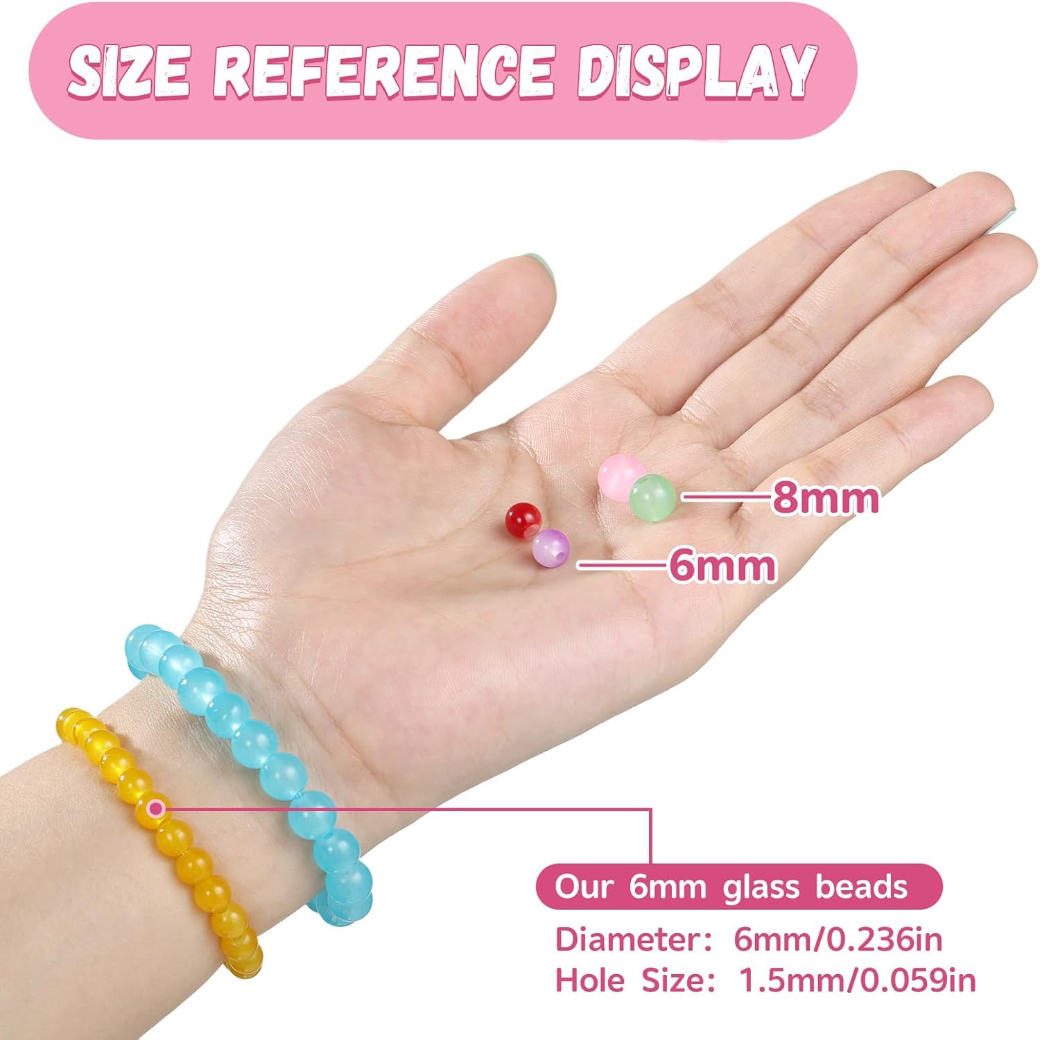 Thumbnail 3 de Funtopia 1400 Pcs Glass Beads for Bracelet Making – 34 Colours, 6mm, Ideal for DIY Jewellery