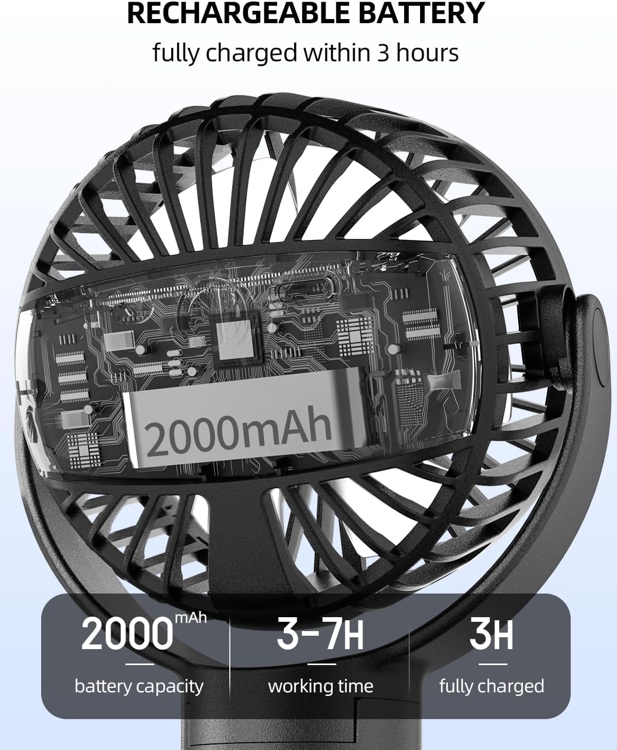 Thumbnail 3 de TUNISE Pram Fan Clip-On: Rechargeable 360° Baby Clip Fan (35dB)