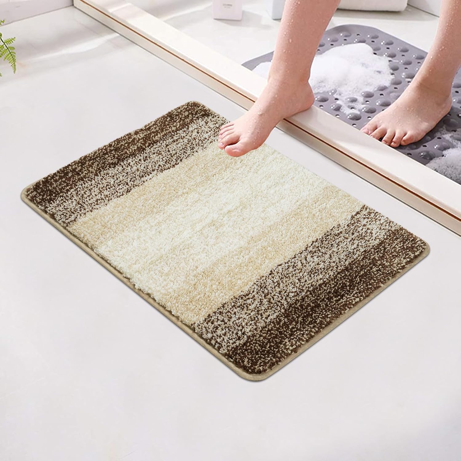 Thumbnail 2 de Famibay Badteppich rutschfest – rutschfester, saugfähiger Badvorleger aus Mikrofaser (Beige)