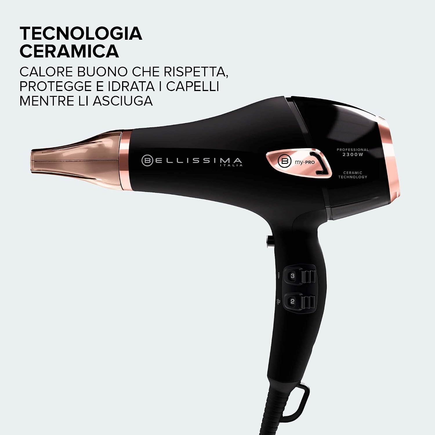 Detalle de Bellissima Imetec P5 3800 – Phon professionale ionico 2300W: potenza e stile per capelli protetti