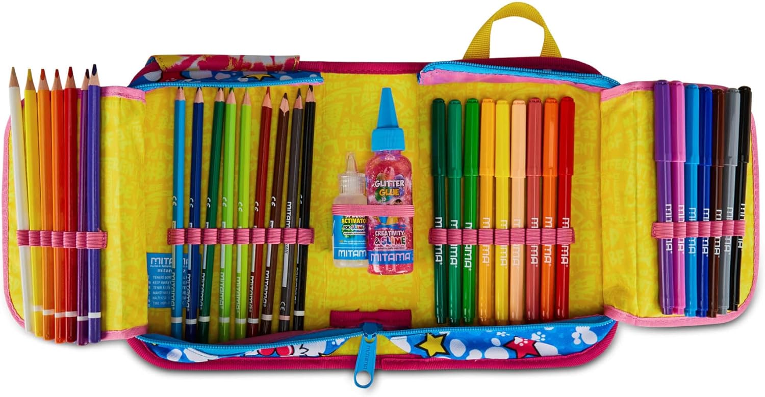 Thumbnail 5 de Mitama Trousse Scolaire 4 Fermetures Éclair Fuchsia – Triple Compartiment avec Stylets et Crayons pour École Primaire