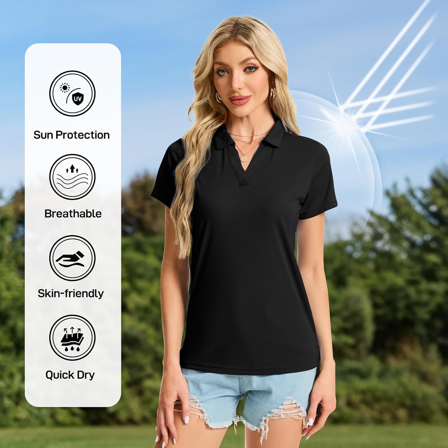 Thumbnail 4 de Women’s Short-Sleeve Quick-Dry Polo Shirt with UPF 50+ Sun Protection (UPF 50+)