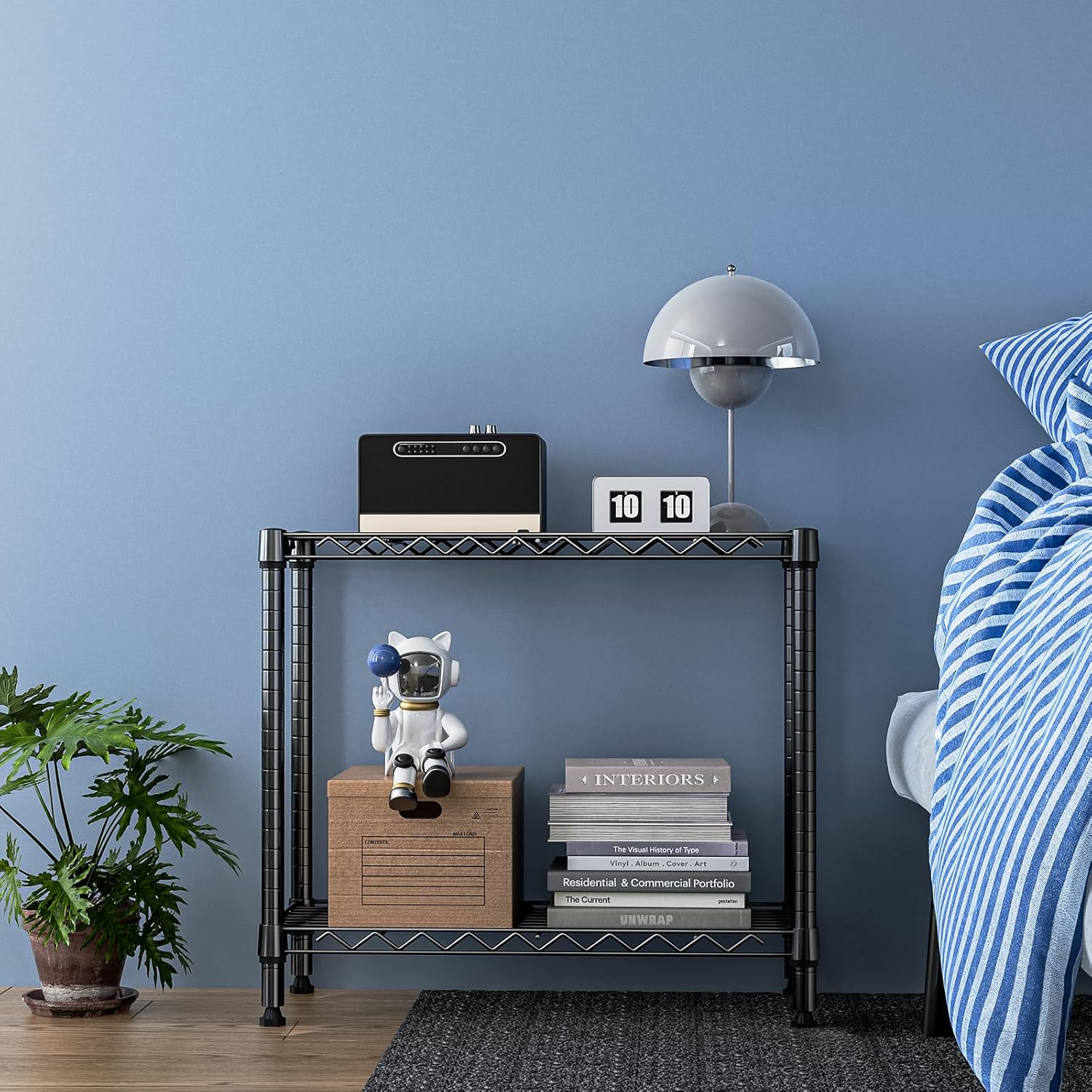 Thumbnail 1 de MZG 2-Tier Metal Wire Storage Rack (220 lbs) – Black Standing Shelving Unit for Laundry, Kitchen, Pantry & More