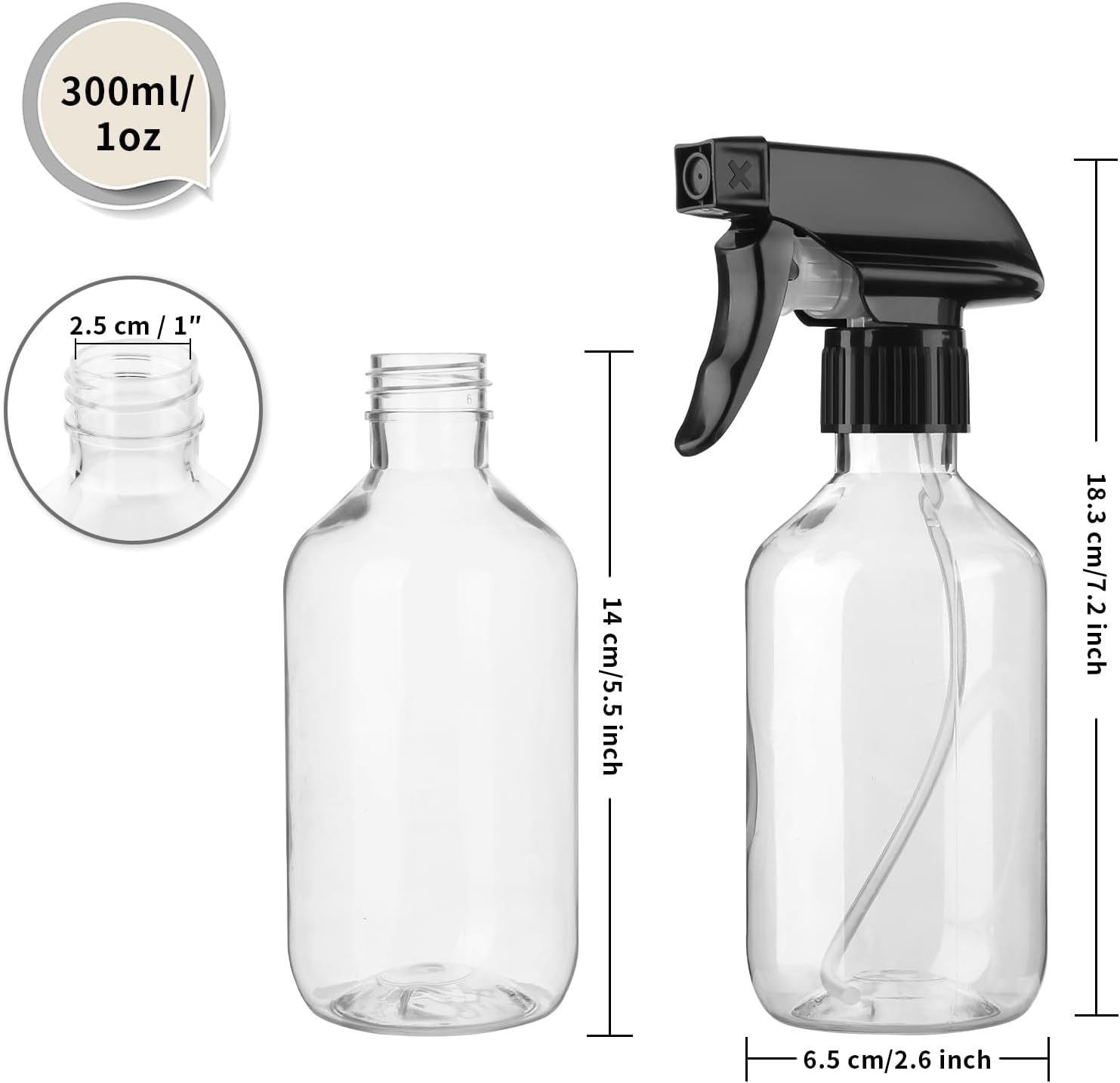 Detalle de Arkeiliy 2-Pack Leakproof Spray Bottles (300ml/10oz) with Adjustable Nozzle