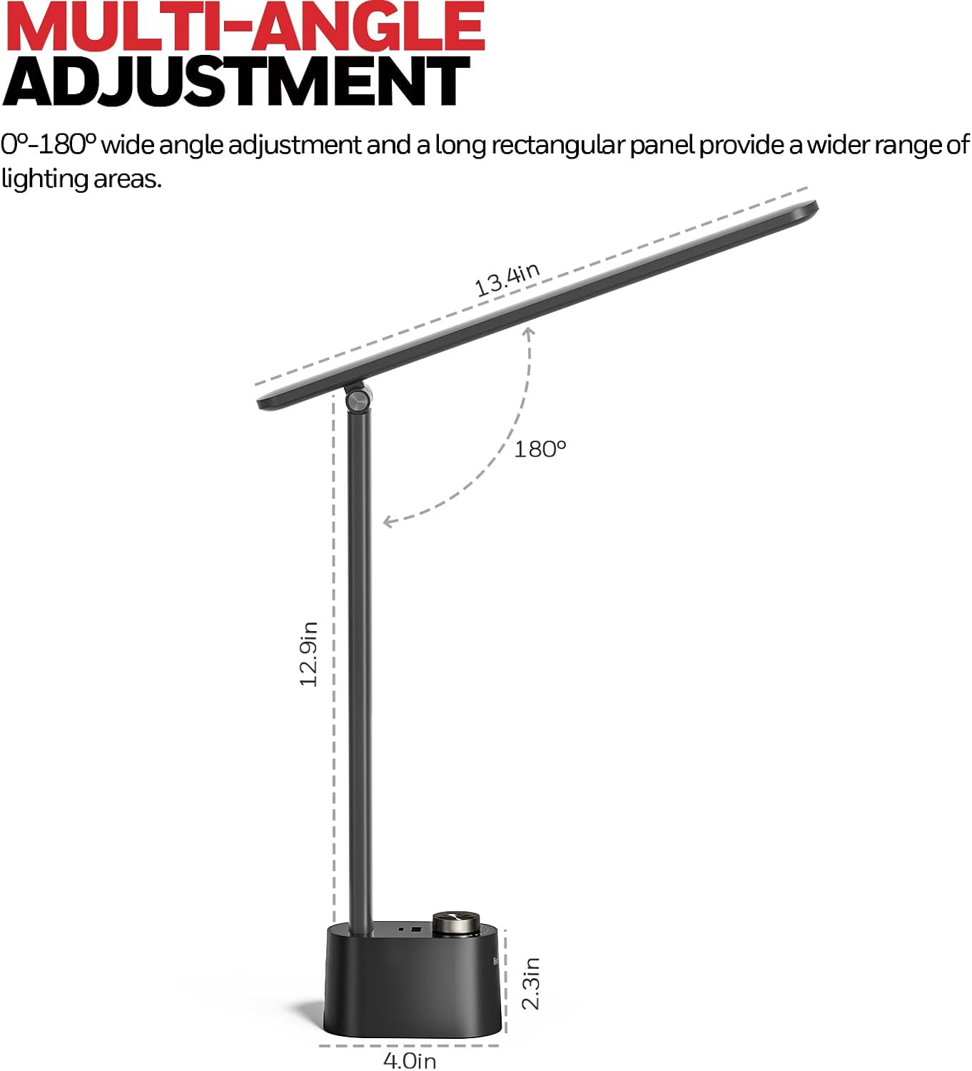 Detalle 2 de Honeywell HWT-H01 LED Desk Lamp, Foldable, Dimmable, Black with USB Ports