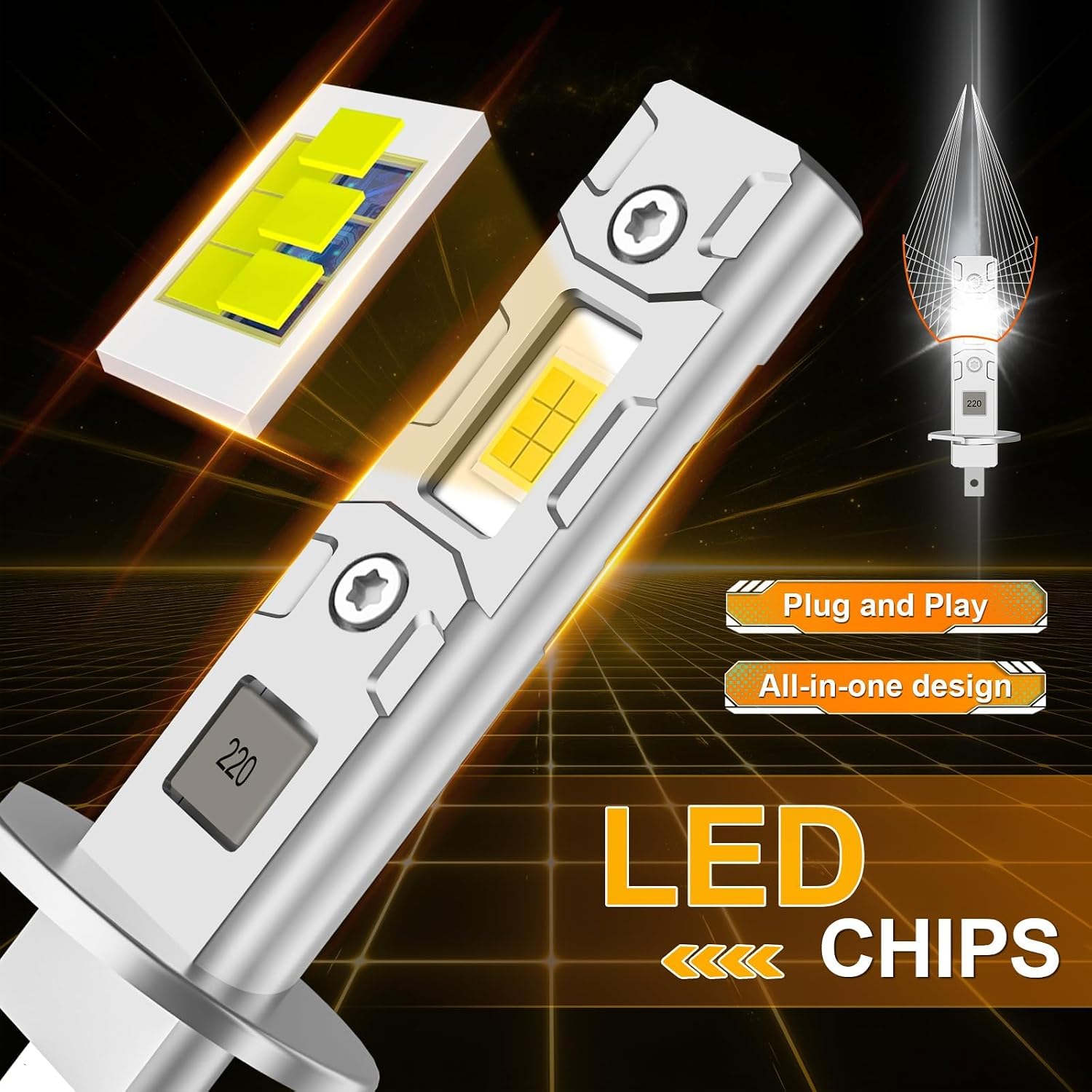 Detalle de Ampoules H1 LED mini 1:1 6500K 32000LM Plug and Play (pack de 2) – format universel