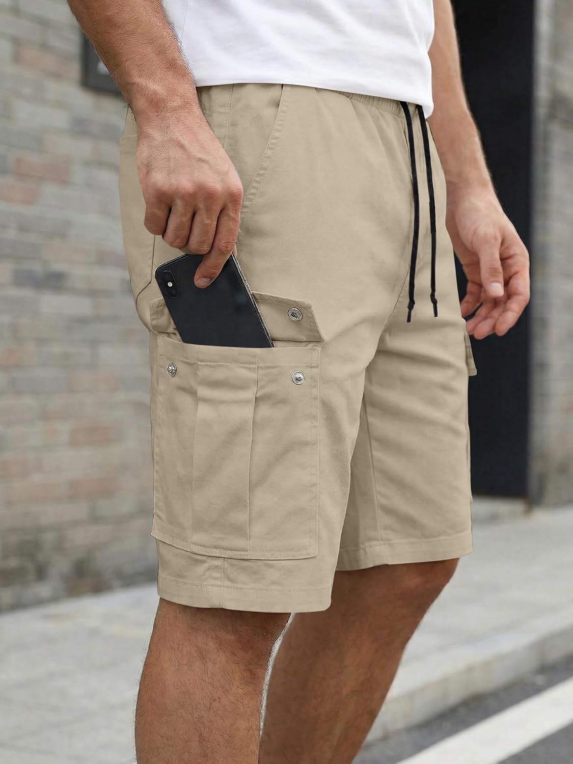 Detalle de JMIERR Mens Casual Cotton Twill Cargo Shorts with 6 Pockets