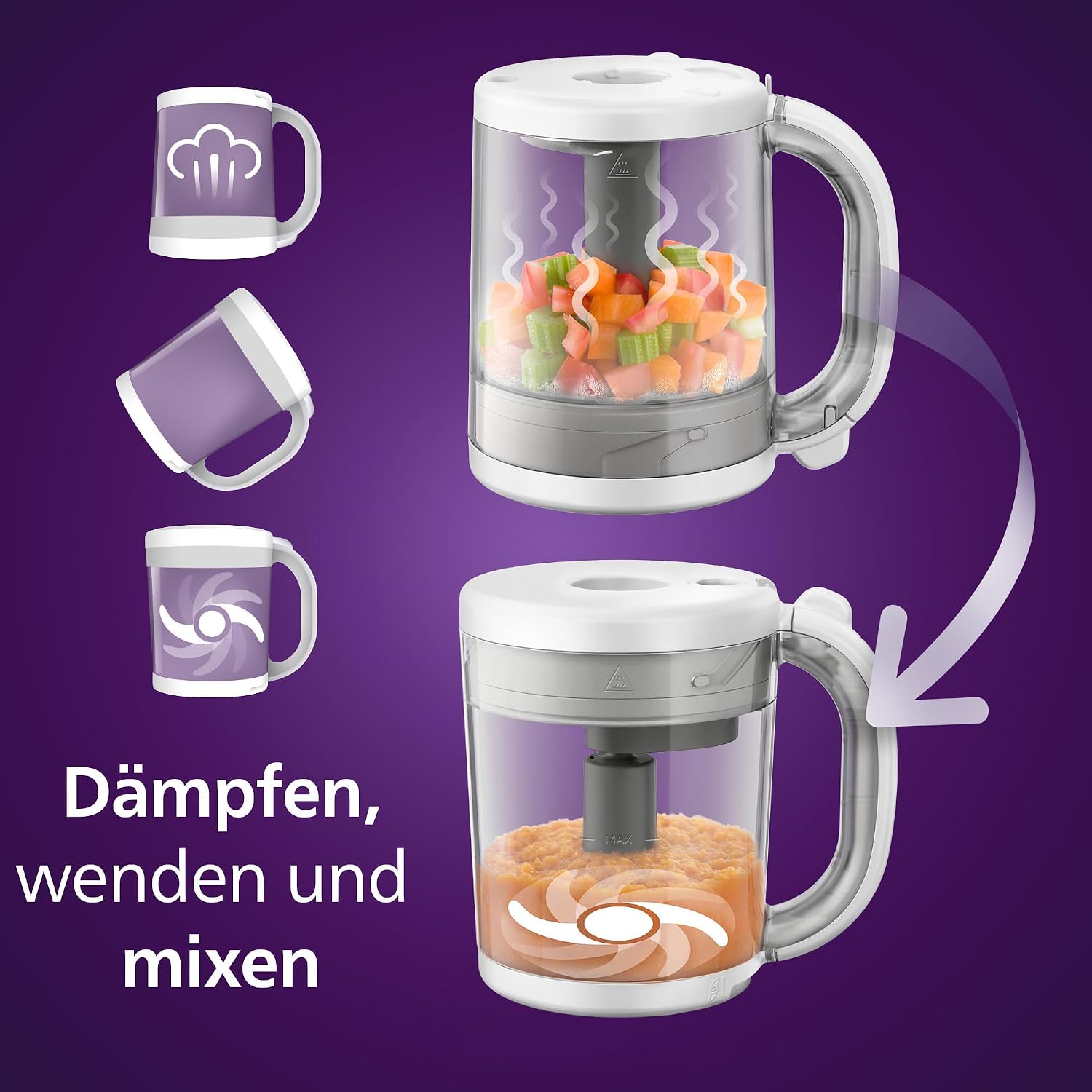 Thumbnail 1 de Philips Avent 4-in-1 Babynahrungszubereiter SCF883/01 mit 20 Aufbewahrungsbechern