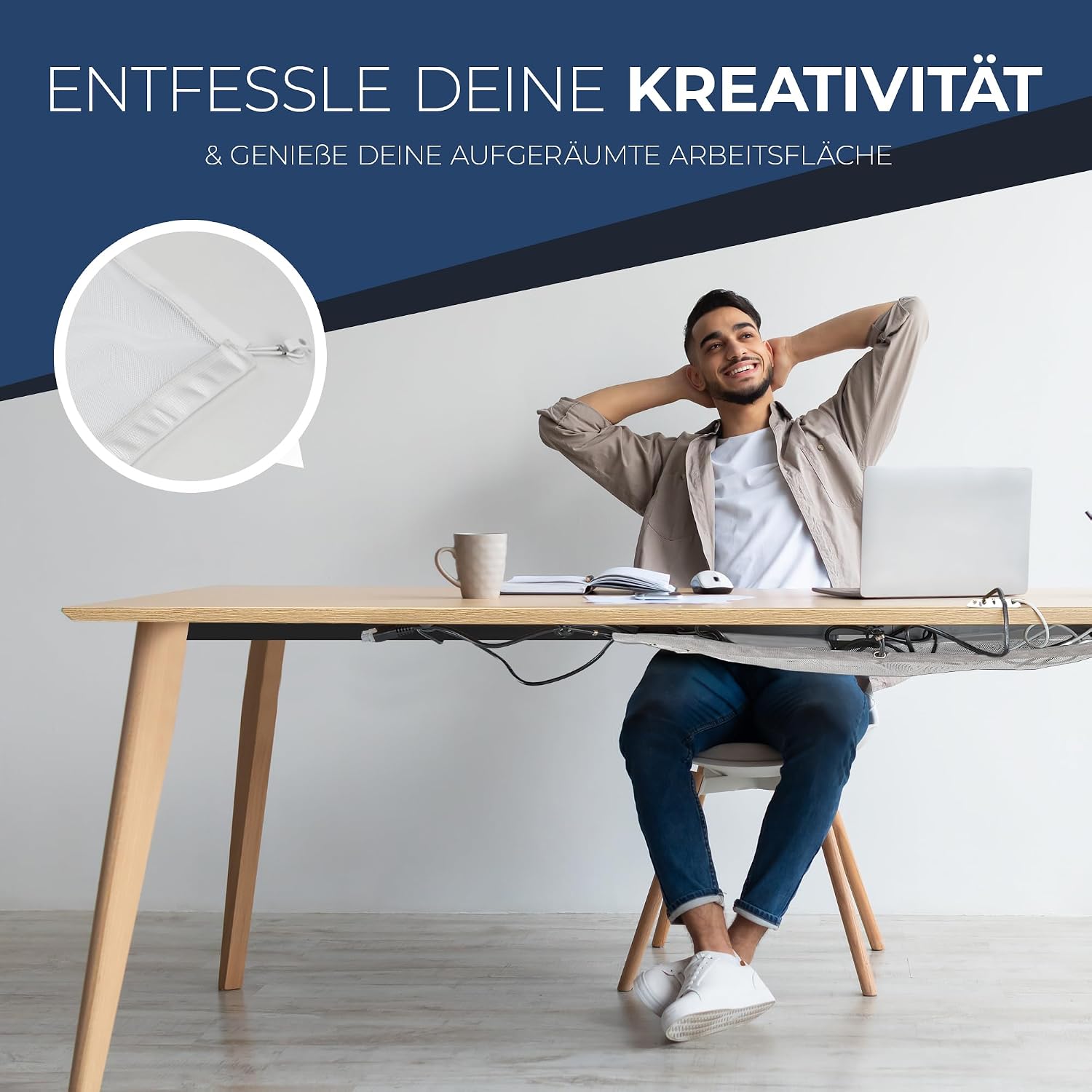 Detalle de Kabelnetz Schreibtisch für Kabelmanagement – flexibler Kabelkanal, 66 × 24 cm, inkl. Tubo-Set