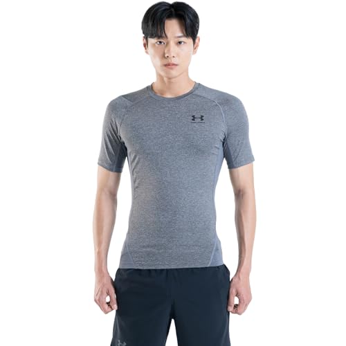 Detalle 2 de Under Armour HeatGear Compression Shirt pour hommes – Carbon Heather/Black (XS)