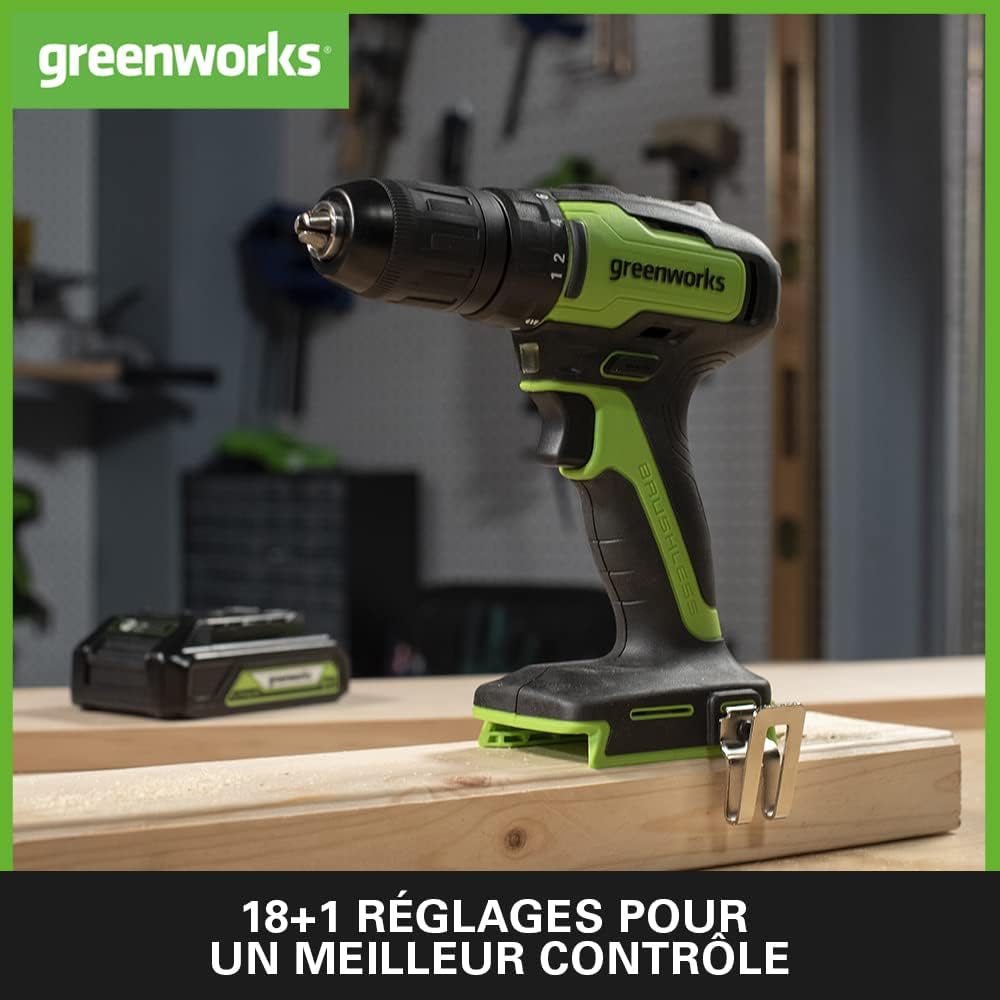 Thumbnail 3 de Greenworks GD24DD35 – Perceuse Visseuse Sans Fil, moteur sans balais, 35 Nm, 0-1450 tr/min, 2 vitesses