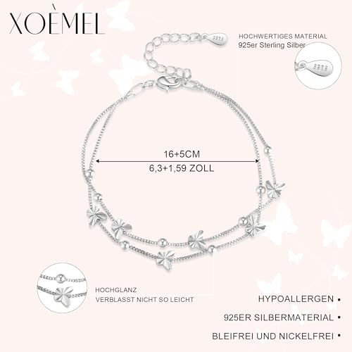 Thumbnail 3 de XOEMEL Pulsera de plata 925 con mariposas y acabado en oro rosa para mujer
