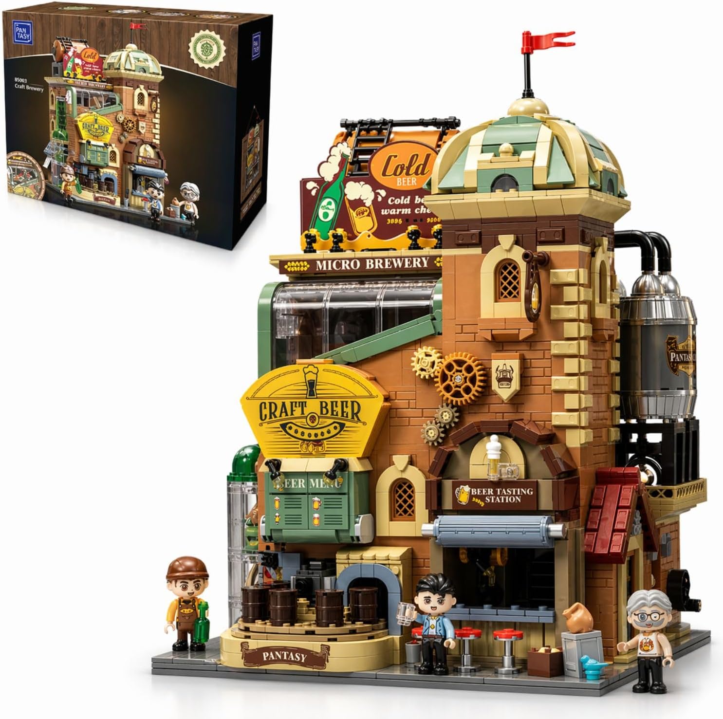 Detalle de PANTASY Craft Beer Brewery Building Set for Adults – Vintage Microbrewery Model with Modular Architecture