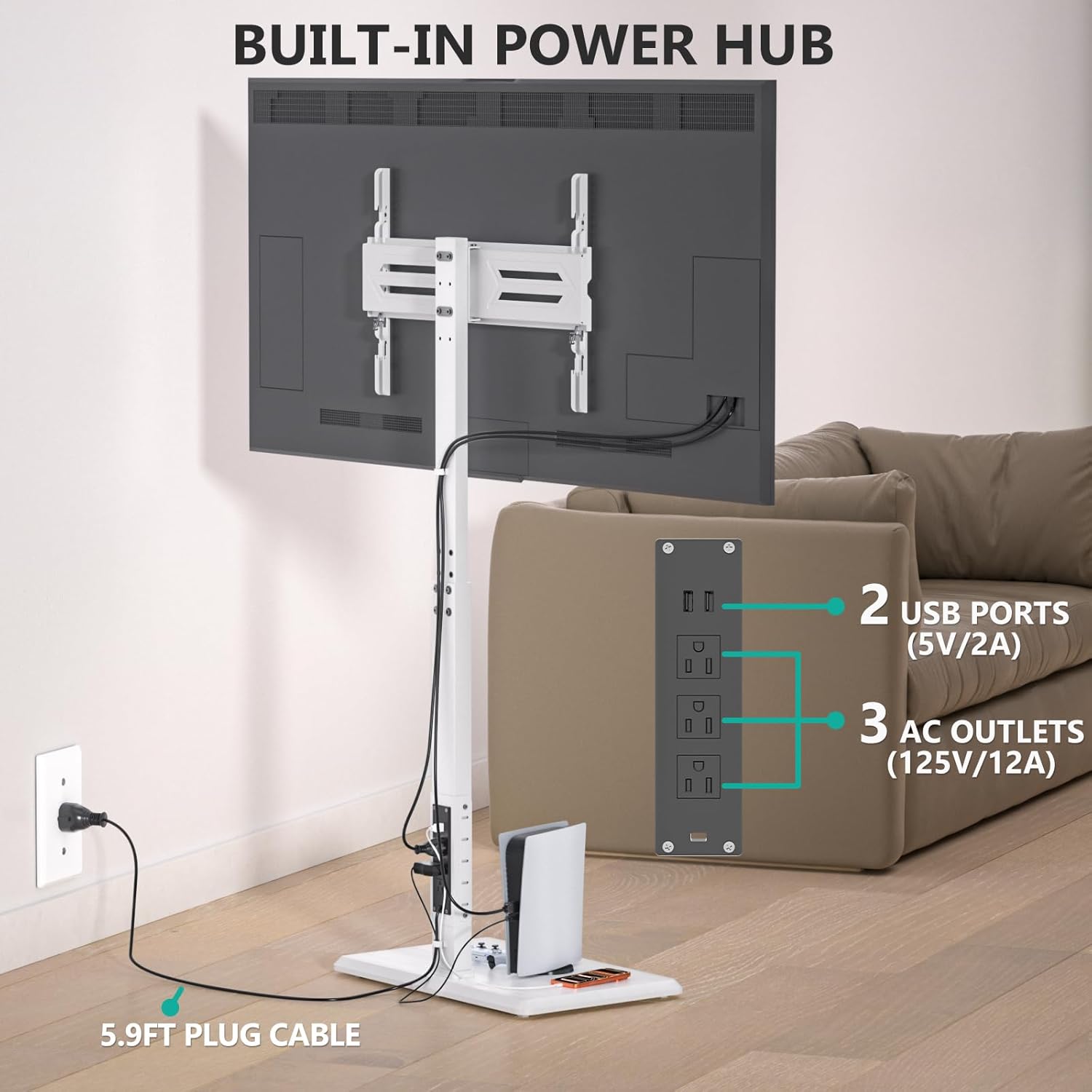 Thumbnail 3 de WALI TVDVD-7PW Floor TV Stand 110 lbs