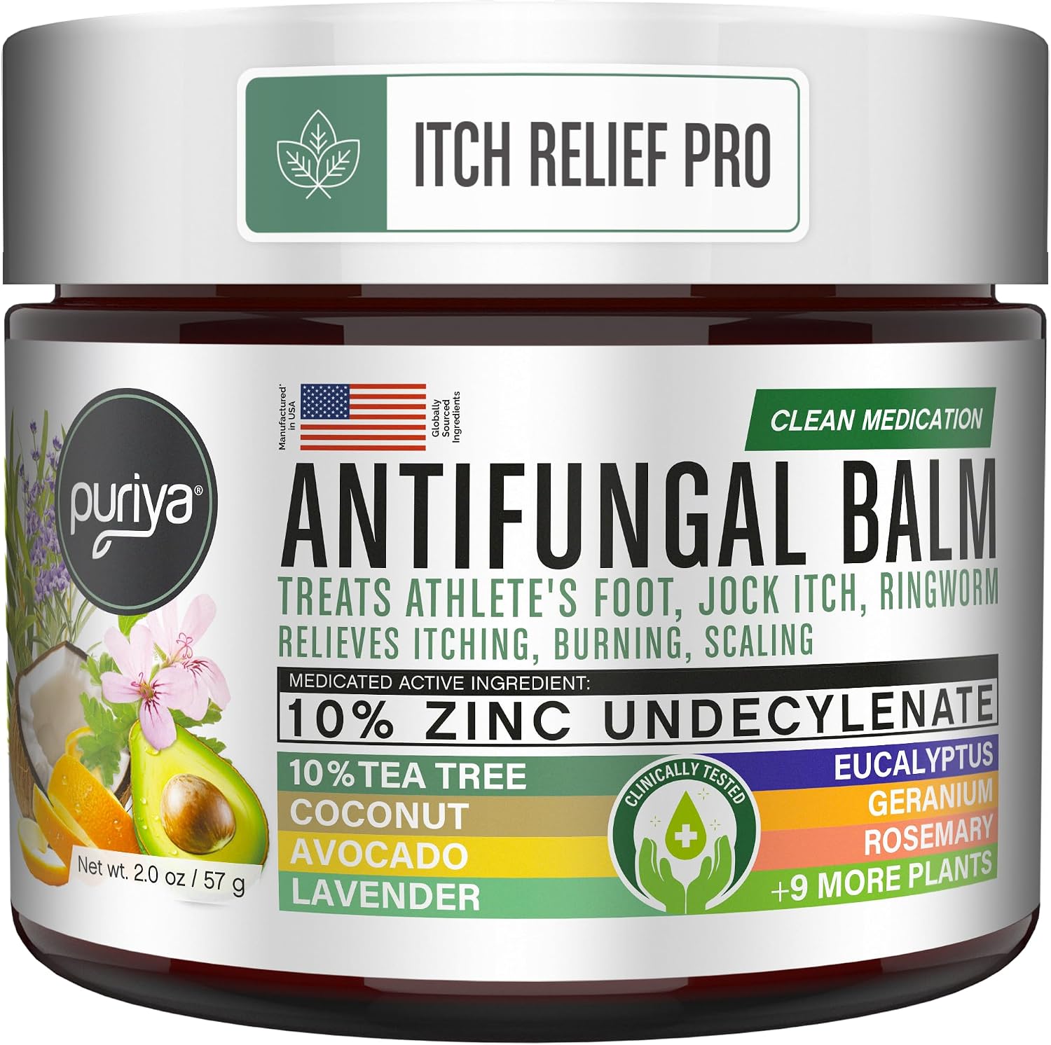 Detalle de Puriya Antifungal Balm, 2 oz for Athlete’s Foot, Jock Itch & Ringworm