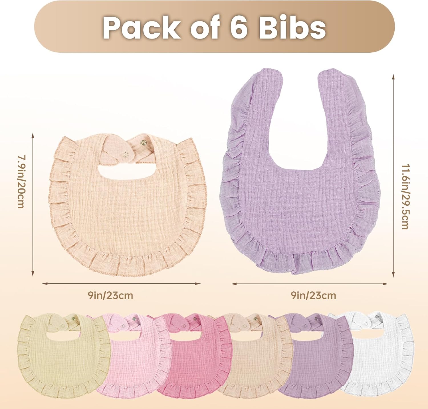 Detalle de Oiomniv Baby Bibs: 6-Pack Muslin Cotton Bandana Dribble Bibs for Newborns and Toddlers