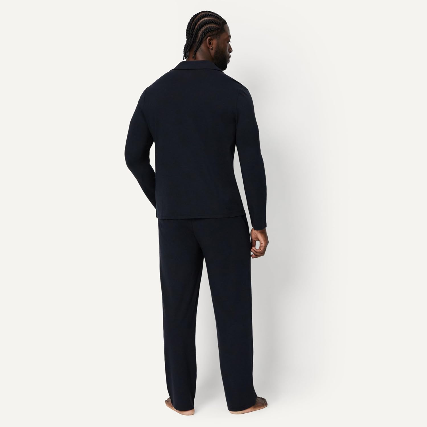 Detalle de Amazon Essentials Men's Cotton-Modal Pyjama Set: Long Sleeve Shirt and Trousers