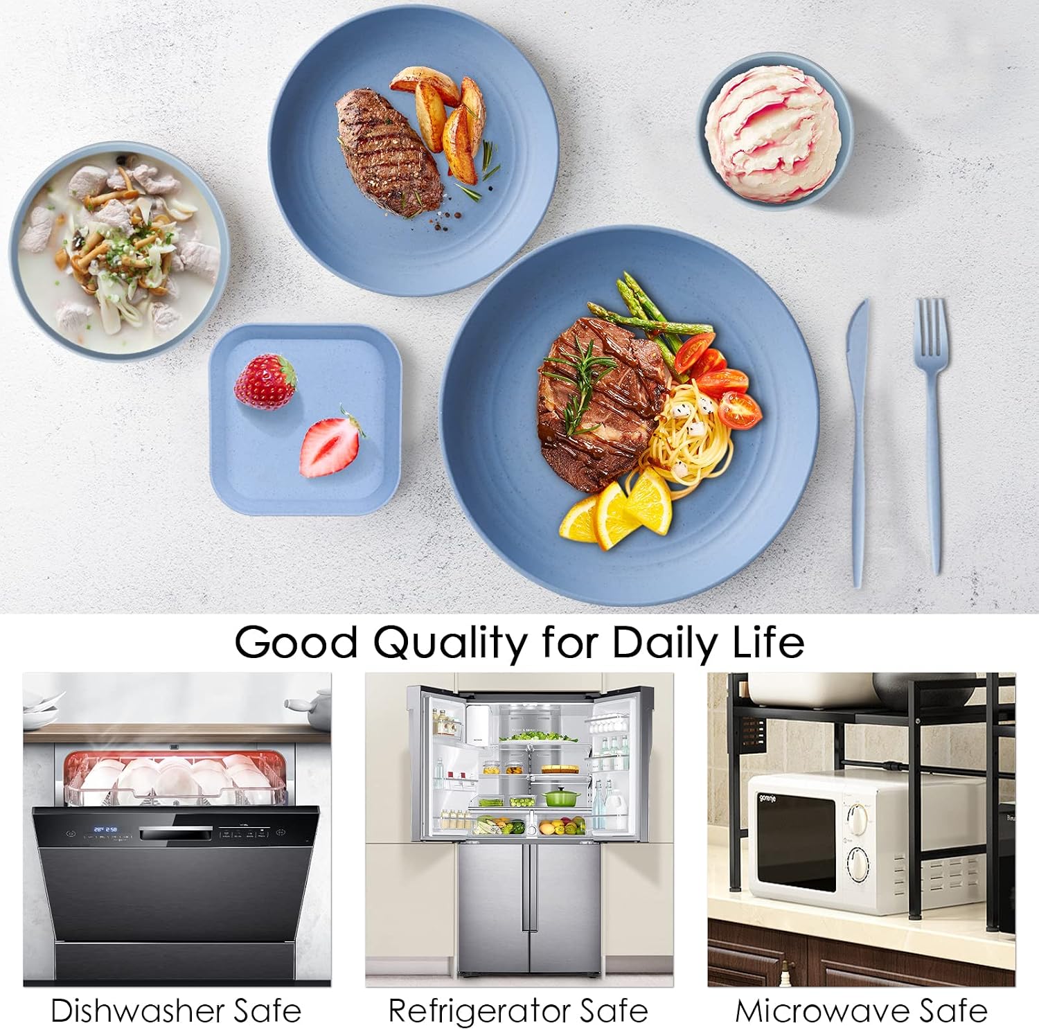 Thumbnail 5 de 62pcs unbreakable dinnerware set for 5