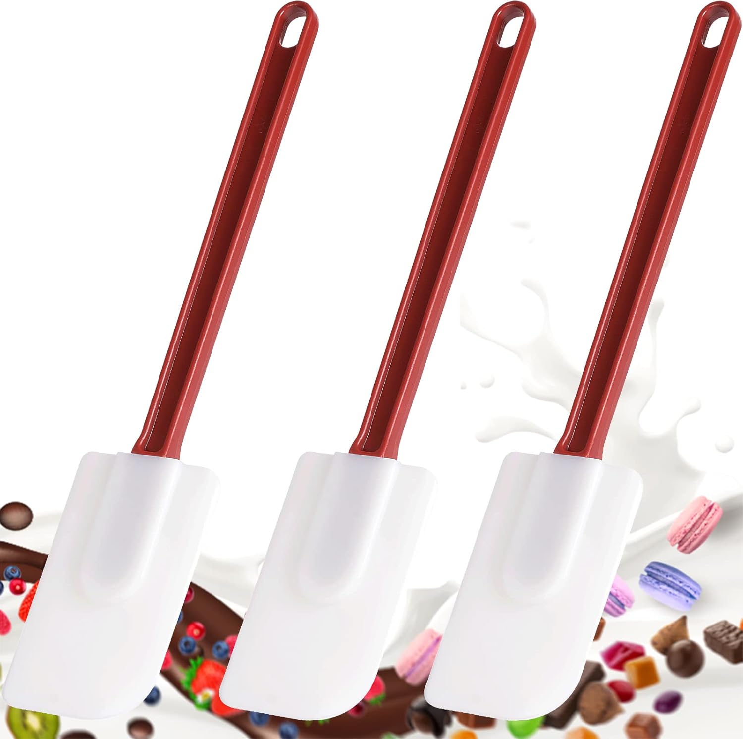 Detalle de 3 Stück Silikon Pfannenwender 41 cm – BPA-freier Gummi-Spachtel, hitzebeständig bis 260 °C, Nylongriff