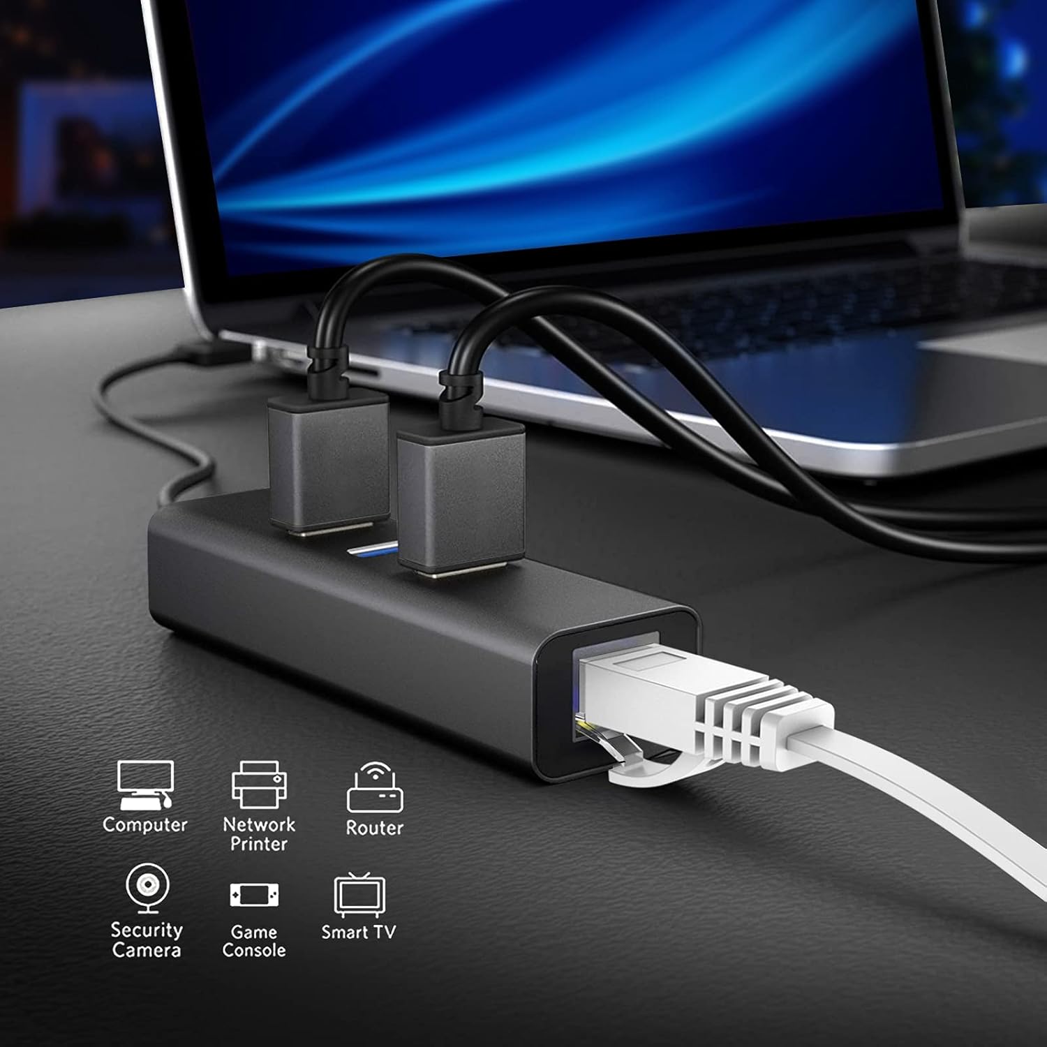 Thumbnail 4 de Ercielook 5er LAN-Kabel Set 0,3 m CAT6 „High Speed“ inkl. Kabelclips