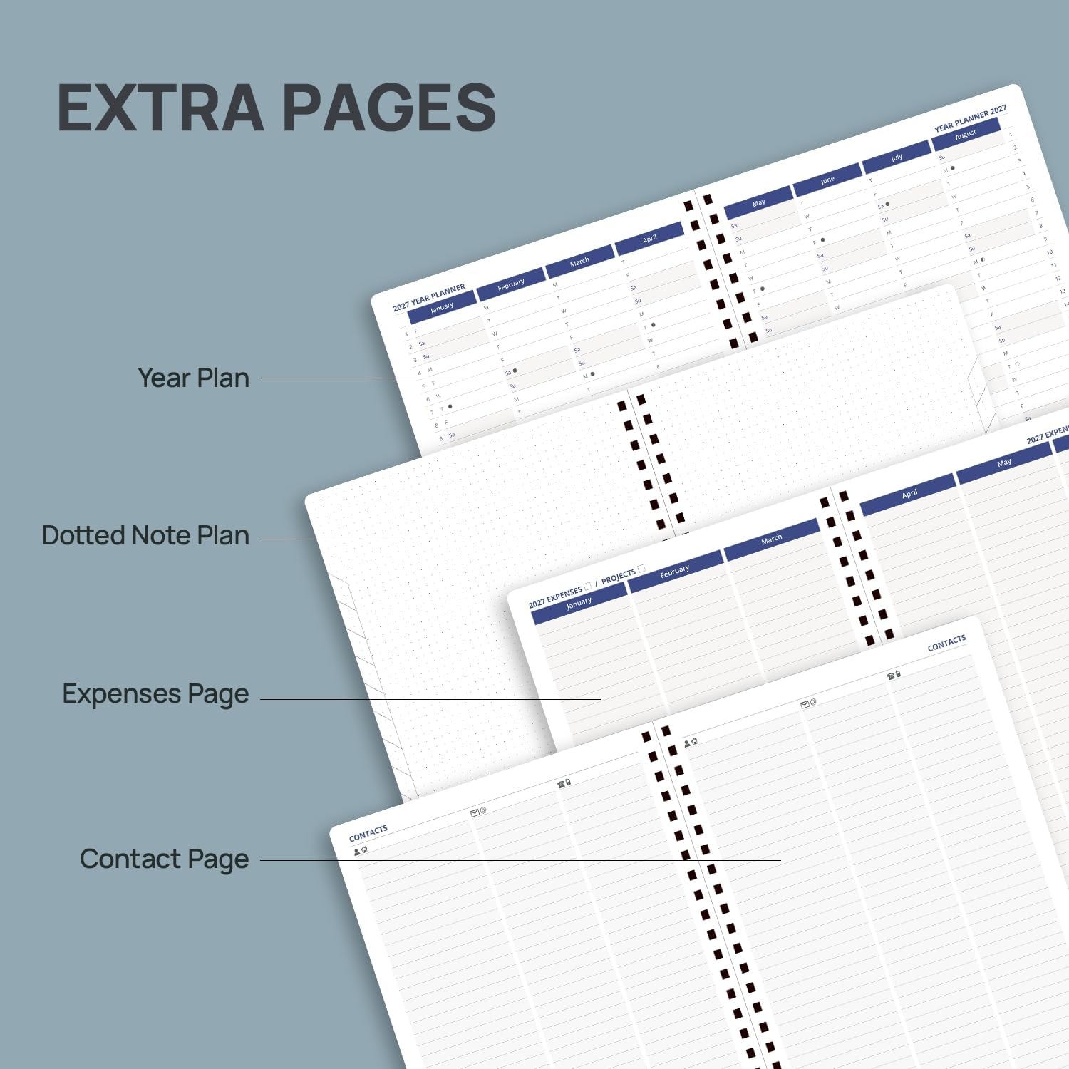 Detalle de POPRUN 2027 Weekly Planner, 8.25 x 11.75-Inch, Hourly Layout, Monthly Tabs