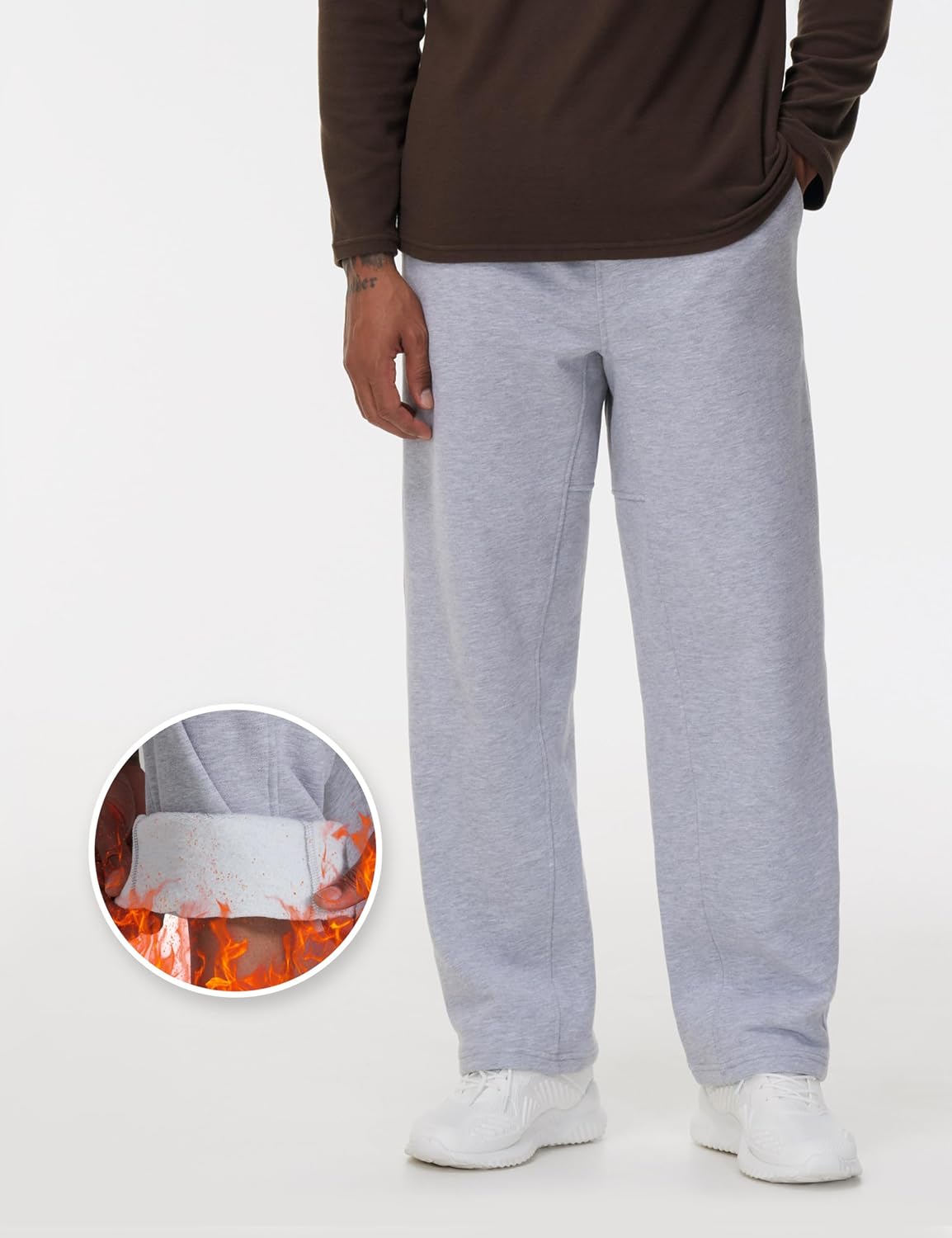 Detalle 2 de Pantaloni sportivi da uomo in pile THE GYM PEOPLE con tasche e coulisse per allenamento e tempo libero