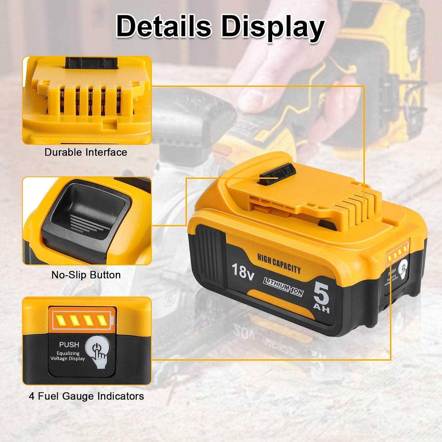 Thumbnail 4 de 2X Waitley Batterie 18V 5.0Ah – Compatible Dewalt DCB184, DCB180, DCB181, DCB182, DCB200, DCB201