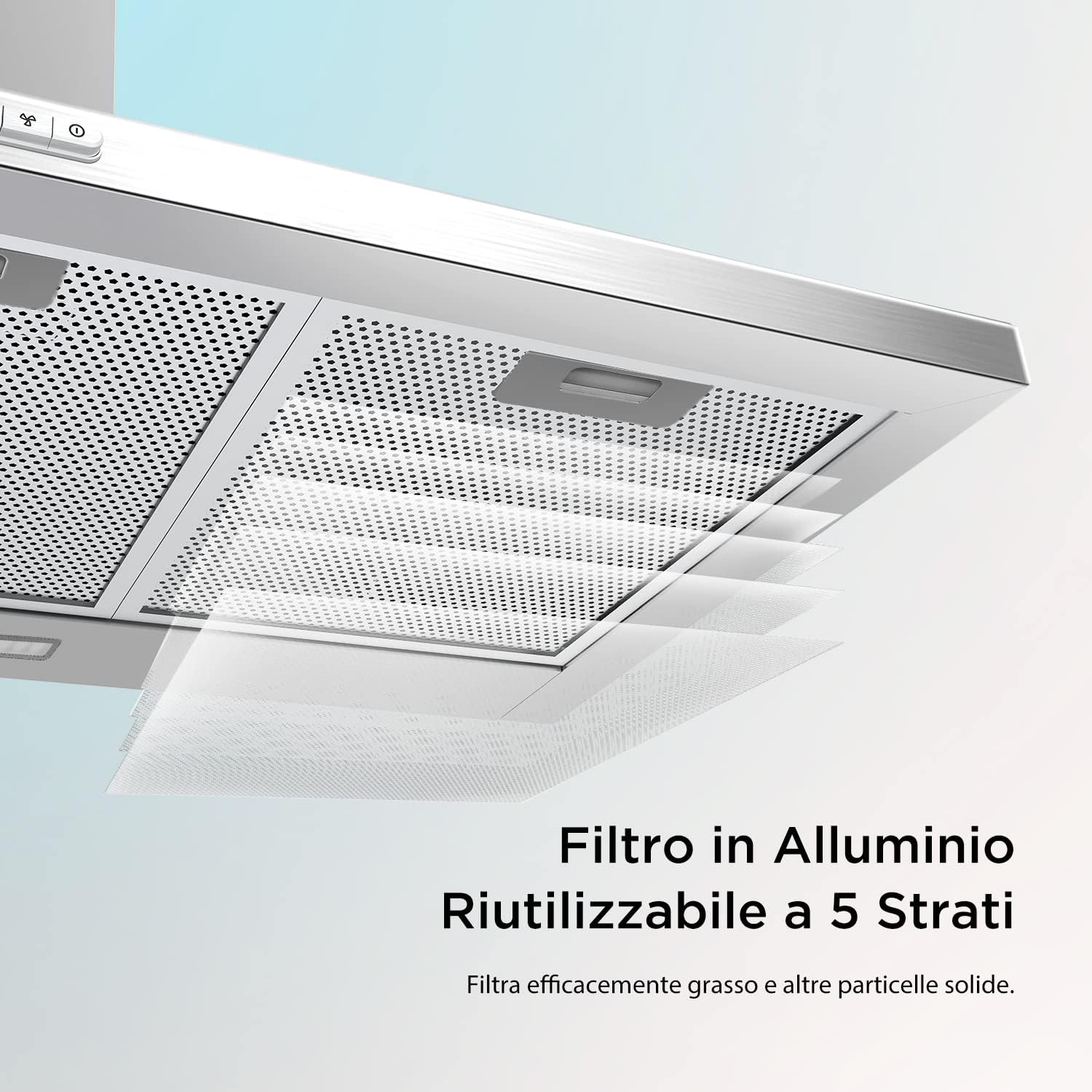 Thumbnail 4 de COMFEE' Cappa Aspirante PYRA17SS-90 in Acciaio Inossidabile – 90 cm con LED, Sistema di Ricircolo e Canalizzazione