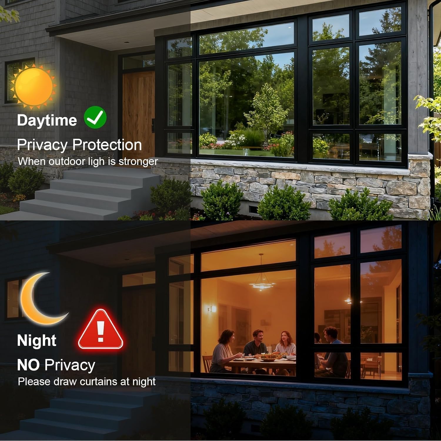 Detalle de Dwersty HYin-44200 One-Way Window Privacy Film, 17.5" x 78.7", Static Cling