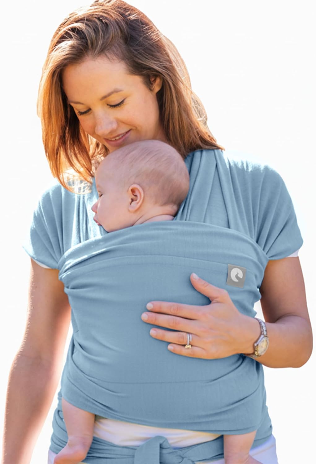Detalle de Baby Sling Wrap with Large Front Pocket by Trekki (Blue) – Naturally Soft Cotton, Birth to Toddler