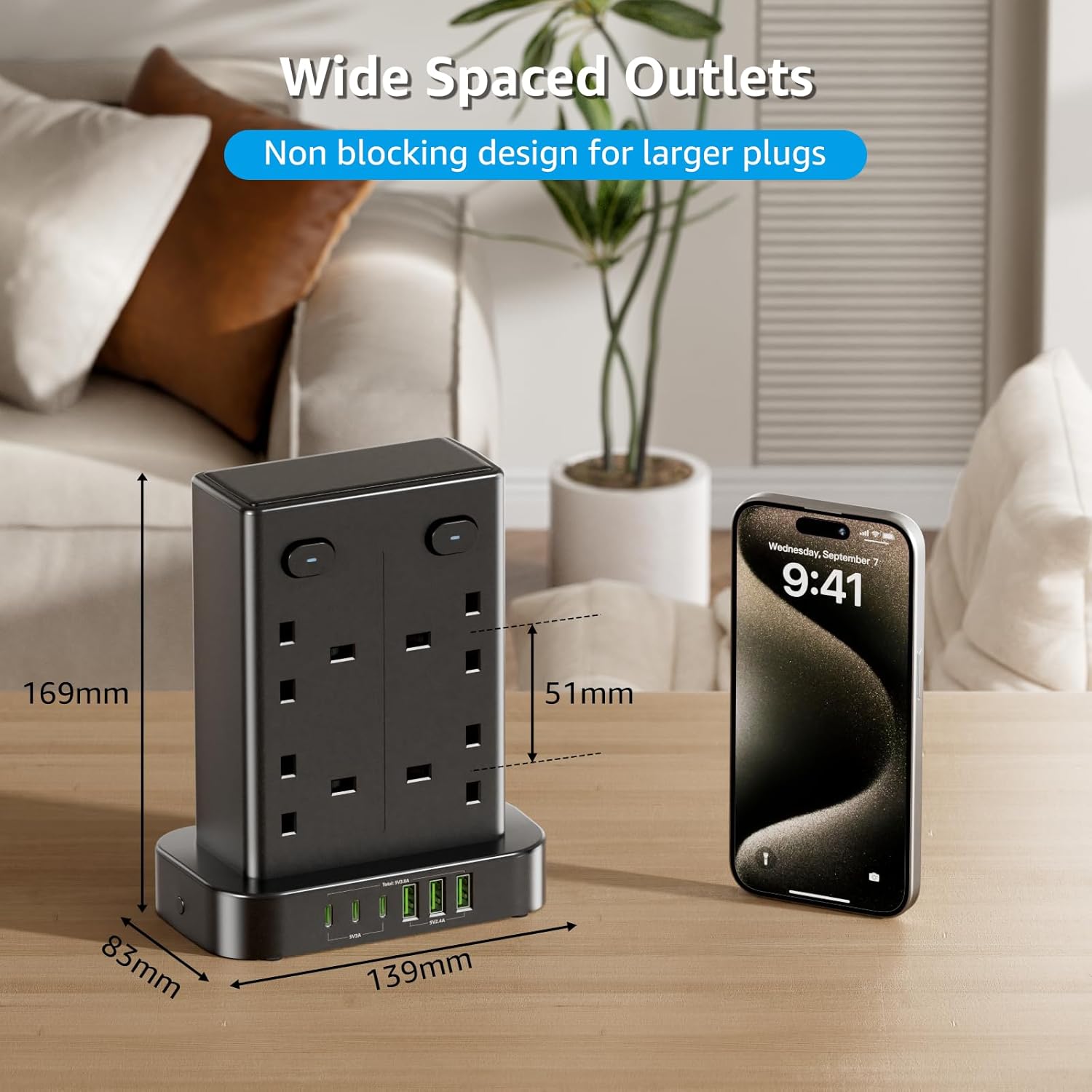 Thumbnail 5 de Tower Extension Lead 8 Way Multi Plug Tower