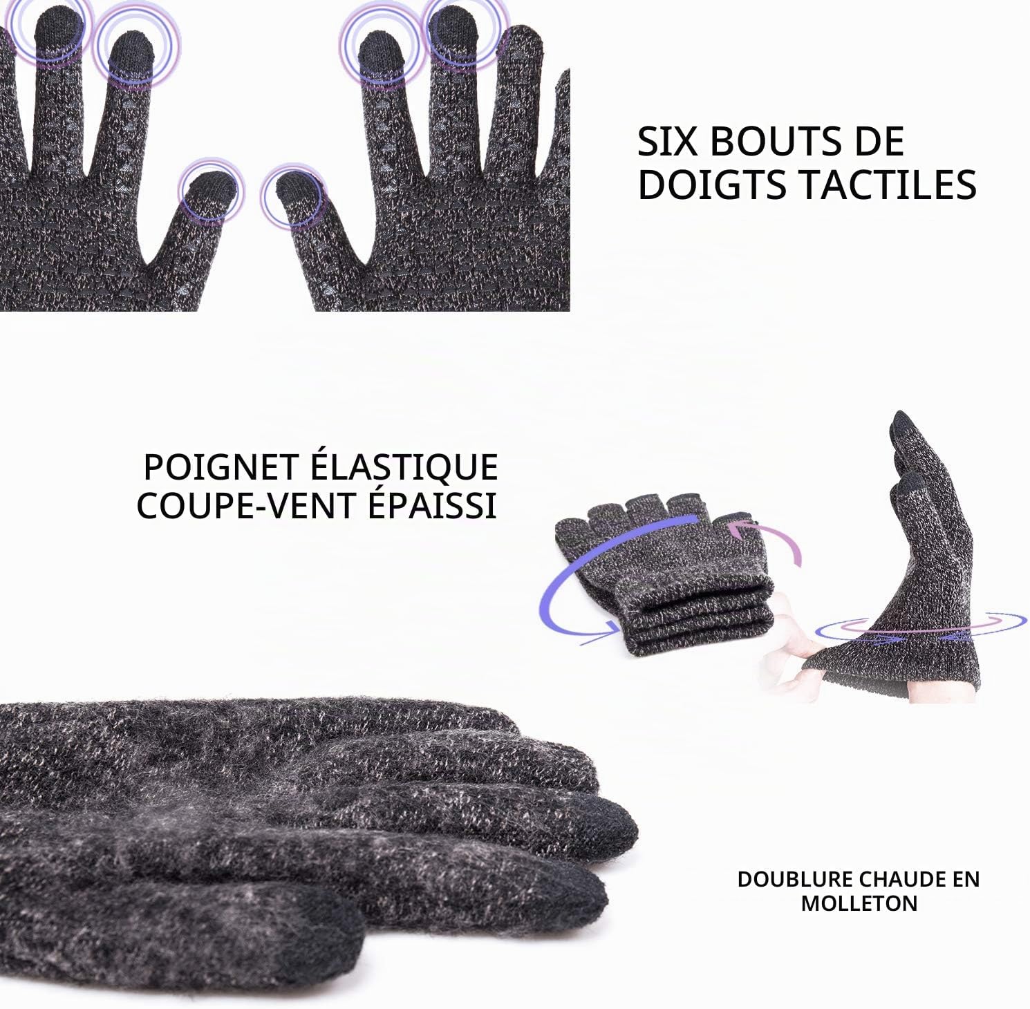 Detalle 2 de TRENDOUX winterhandschoenen met touchscreen en antislip siliconen grip
