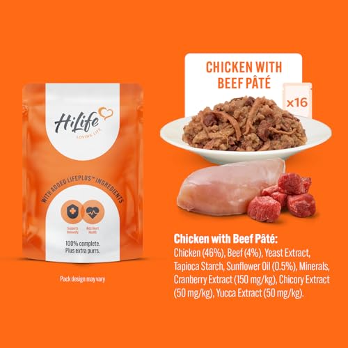 Detalle de HiLife It's Only Natural Complete Wet Cat Food – The Big Chicken One in Jelly (32 x 70g)