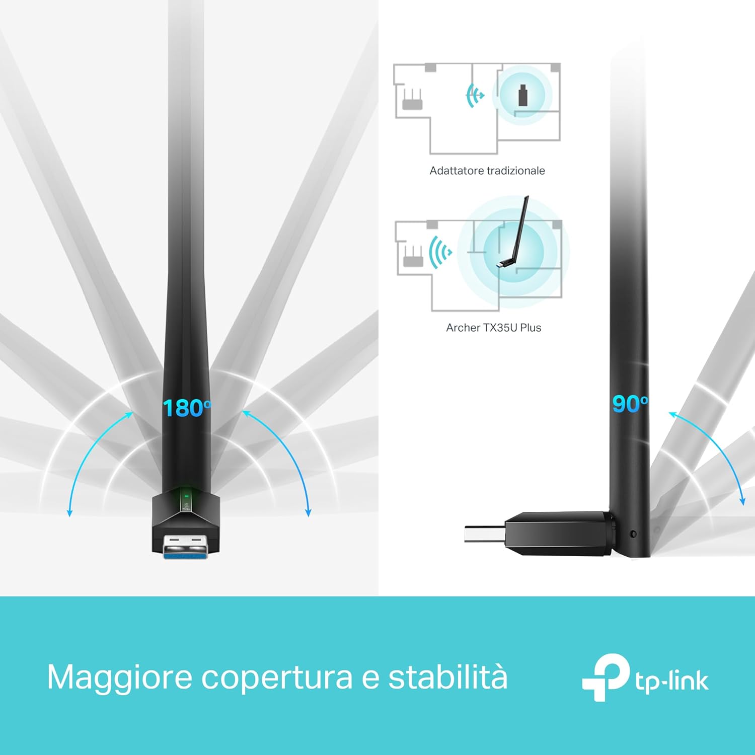 Thumbnail 3 de TP-Link Archer TX35U Plus: adattatore Wi‑Fi 6 USB 3.0 per PC fino a 1800 Mbps (dual band, WPA3)