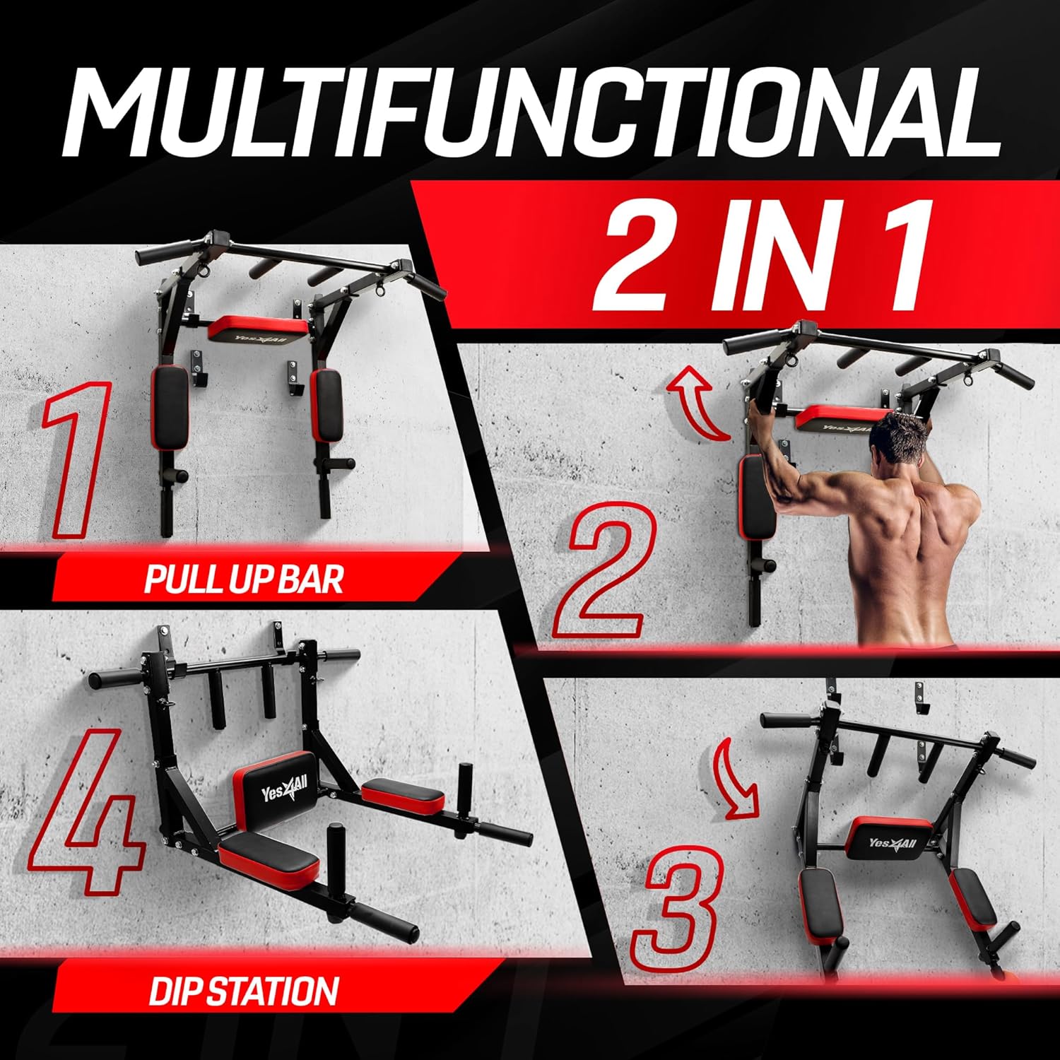 Thumbnail 5 de Yes4All Pull Up Bar Wall Mounted 515 lbs