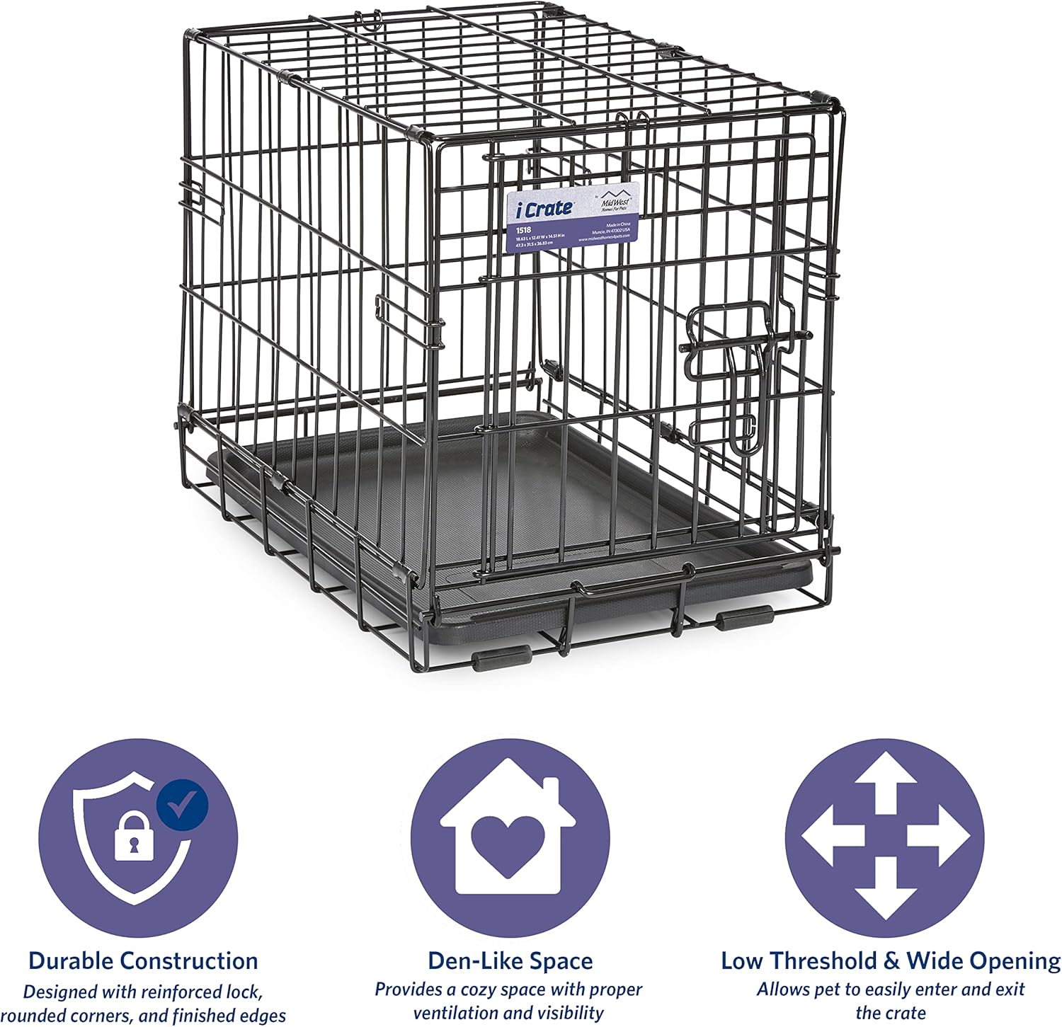 Thumbnail 4 de MidWest Homes for Pets 46 cm iCrate Single Door Folding Dog Crate with Divider Panel