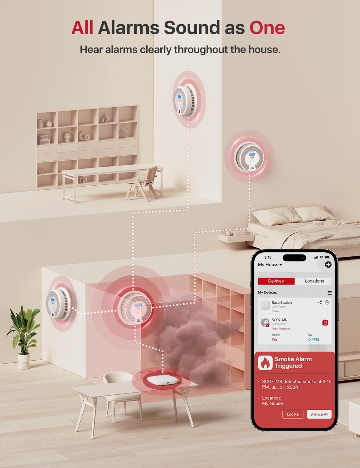 Detalle de X-Sense SC07-MR 2-Pack: Smoke & Carbon Monoxide Detectors with Base Station
