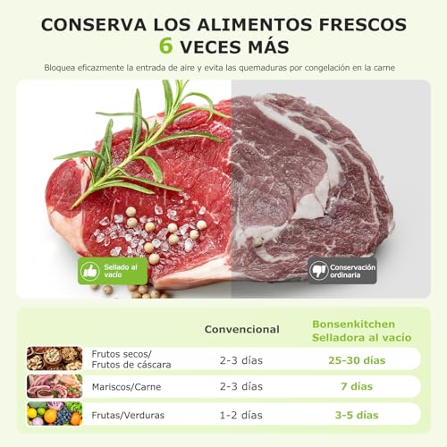 Thumbnail 6 de Bonsenkitchen Envasadora al vacío 4 en 1 (incluye 5 bolsas, blanco) para uso doméstico y comercial