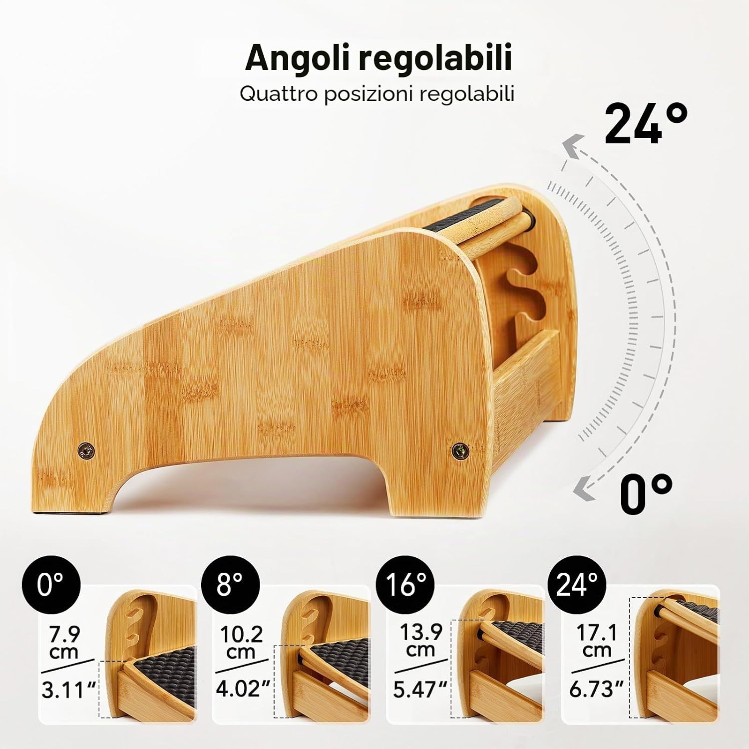 Detalle de Huanuo Poggiapiedi Bamboo 4 Altezze