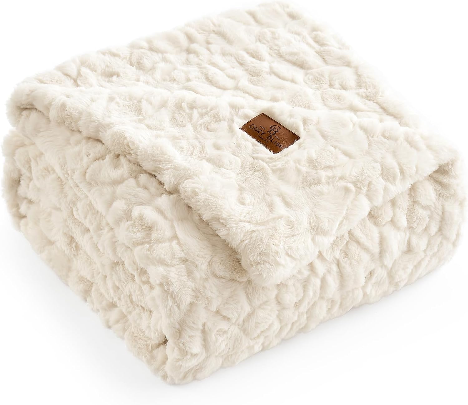Detalle de Cozy Bliss Faux Fur Throw Blanket 55×70 in