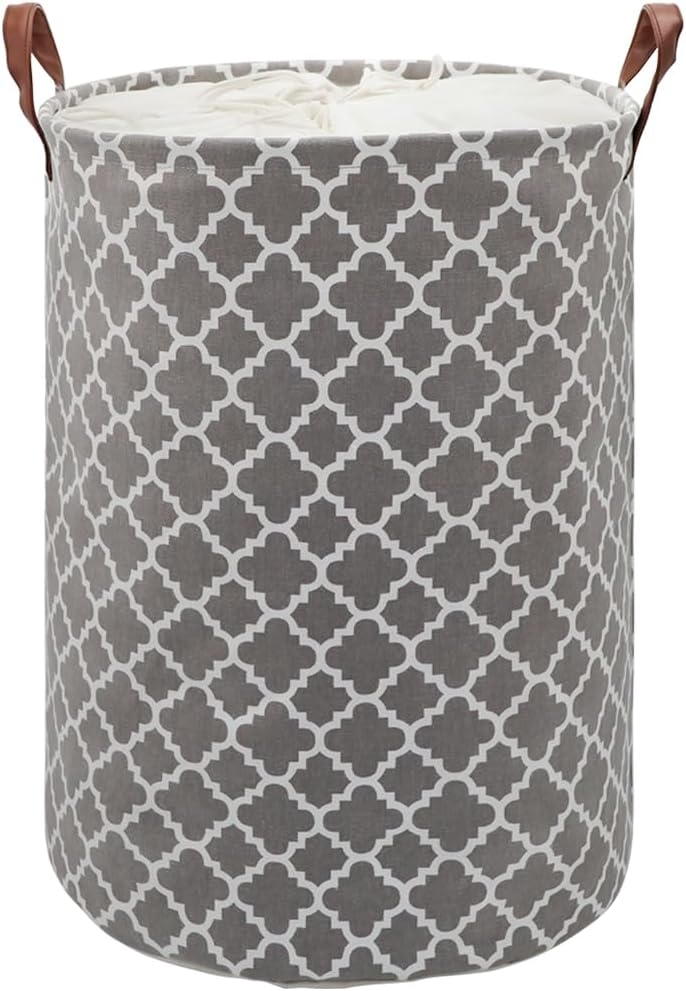 Maxsilan 60L Large Laundry Basket with Drawstring – Collapsible Washing & Storage Hamper, Grey
