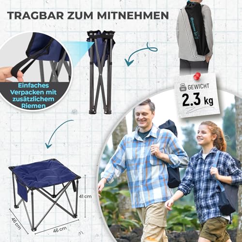 Detalle de FUNDANGO Campinghocker faltbar, 46 cm Sitzbreite, bis 180 kg, blau