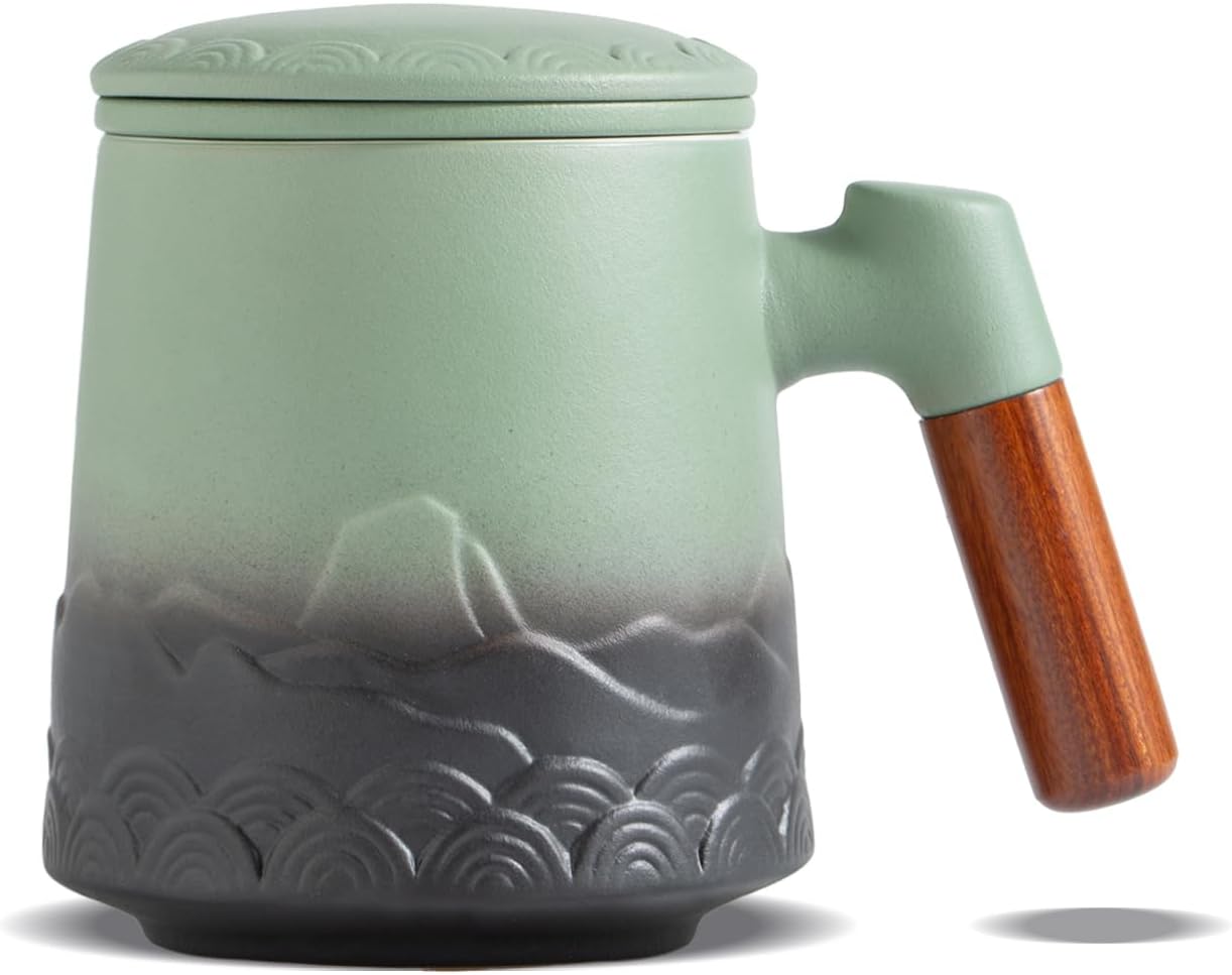 ZENS Tea Mug with Infuser and Lid (16.9 oz) for Loose Leaf Tea