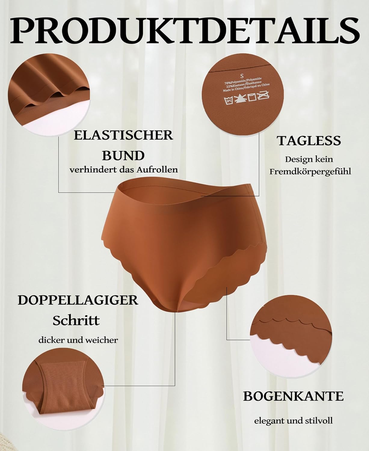 Detalle de Sth Big Culotte sans Couture Femme Taille Haute – Lot multipack, parfaite invisibilité et confort